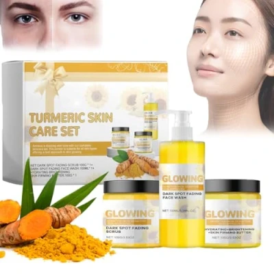 Abbildung von Glow Combo, Turmeric Combo Skincare Set, Scrub &amp; Butter Face Wash, Moisturizer Exfoliation Hydration Glowing Skin