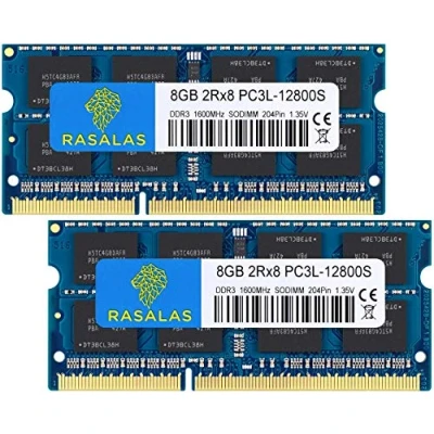 Abbildung von Rasalas DDR3 16GB Kit (2x8GB) DDR3L 1600MHz PC3L 12800 Non ECC Unbuffered 1.35V CL11 2Rx8 Dual Rank SODIMM Laptop Arbeitsspeicher