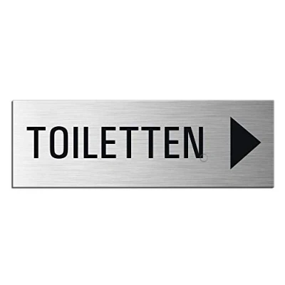 Abbildung von OFFORM DESIGN Hinweisschild Toiletten rechts Schild 240x80 mm Aluminium selbstklebend, (1 St)