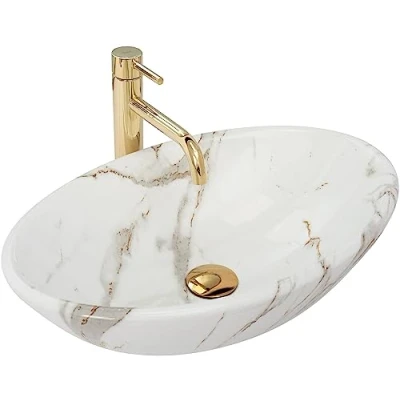 Abbildung von wohnwerk.idee Aufsatzwaschbecken Waschbecken Marmor Optik 53x33cm Pamela Aiax