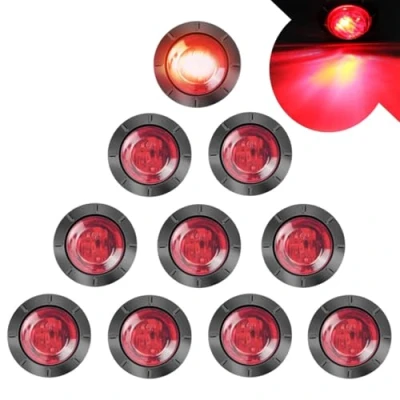 Abbildung von LeKaufen 10 Stück 3/4&quot; Auto Runde LED Seitenleuchten 1,9cm Seitenmarkierungsleuchten 12V 24V Kontrollleuchte Begrenzungsleuchten Positionsleuchten für LKW Lastwagen Anhänger Wohnmobile Wohnwagen (rot)