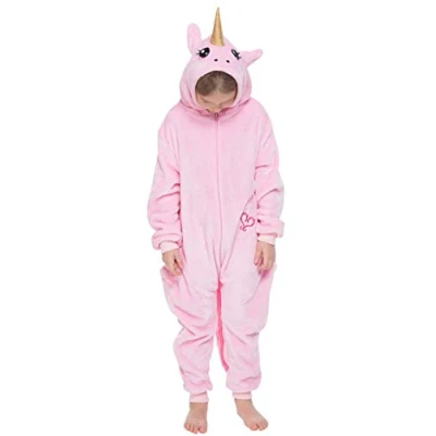 Abbildung von corimori Rose das Einhorn Kinder Jungen Mädchen Onesie Jumpsuit Anzug Kostüm Verkleidung (Gr. 130 150 cm), Rosa