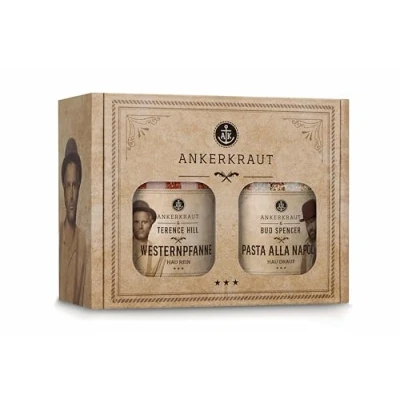 Abbildung von Ankerkraut Bud Spencer &amp; Terence Hill Bagaluten Gewürz Box, mit Westernpfanne und Pasta alla Napoli, Geschenk Set, lecker kochen, 195 g Gewürze Inhalt