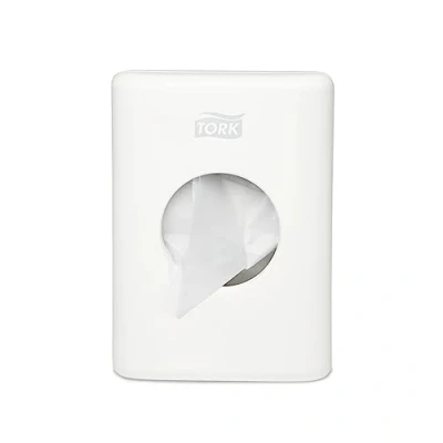 Abbildung von Distributeur de sachet pour serviettes hygiéniques Tork blanc B5 566000