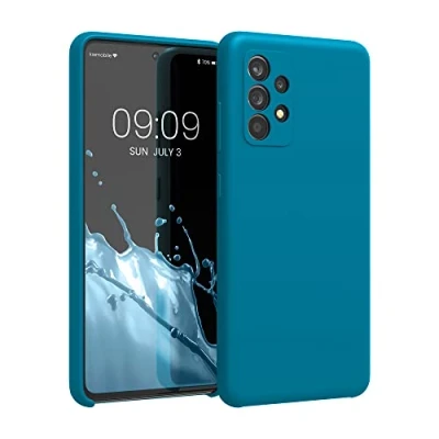 Abbildung von kwmobile Hülle kompatibel mit Samsung Galaxy A52 / 5G A52s Silikon Handy Case Handyhülle weiche Oberfläche kabelloses Laden Karibikblau