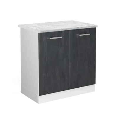 Abbildung von Vicco Spülenunterschrank R Line, Schwarz Beton/Weiß, 80 cm AP Marmor