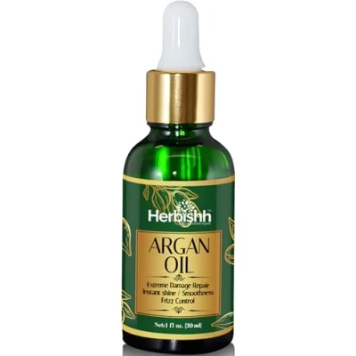 Abbildung von Herbishh Argan Oil for Hair Deep Condition Treatment Ingredients Sourced from Morocco Frizz Control &amp; Damage Repair Nourishing Serum 30ml