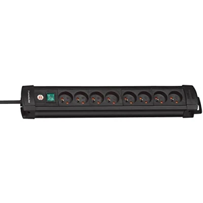 Abbildung von Brennenstuhl Premium Line Steckdosenleiste mit USB Ladekabel, Überspannungsschutz und 8 Steckdosen Schalter (Leiste 3 m Kabel, 2 Ports 5 V/3,1 A, Schwarz