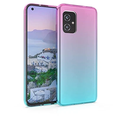 Abbildung von kwmobile Hülle kompatibel mit Asus Zenfone 8 Handyhülle Handy Case Zwei Farben Pink Blau Transparent