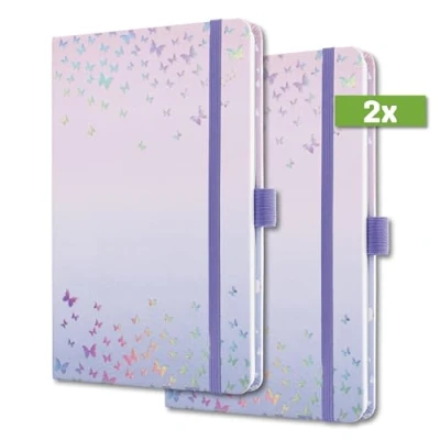 Abbildung von SIGEL J4347/2 Wochenkalender Jolie 2024, Butterfly Confetti Candy, ca. A5, Hardcover, Gummiband, Stiftschlaufe, Einstecktasche, 174 Seiten, aus nachhaltigem Papier, Terminplaner, 2 Stück