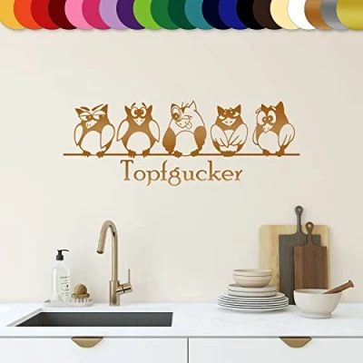 Abbildung von Sunnywall Wandtattoo Topfgucker Eulen Vögel Kochen Küche Essen Wandsticker Kupfer Gr1