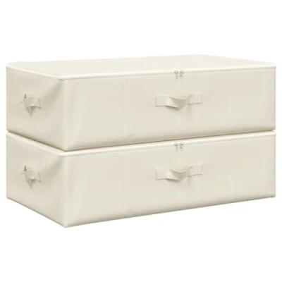 Abbildung von vidaXL 2X Aufbewahrungsbox Spielzeugkiste Spielzeugbox Stoffbox Faltkiste Faltbox Regalkorb Kiste Korb Box Organizer Stoff 70x40x18cm Creme