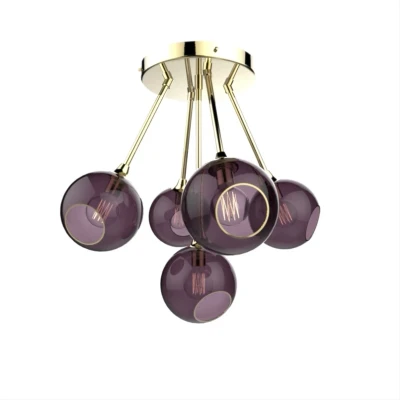 Abbildung von Deckenleuchte Ballroom Molecule, lila, Glas, 5 flammig