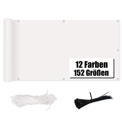 Abbildung von MENGH Balkon Sichtschutz 60x400cm, Balkonumspannungen Witterungsbeständig und Wasserabweisend, 100% Privatsphäre für Gartenzaun Balkonzaun Weiß