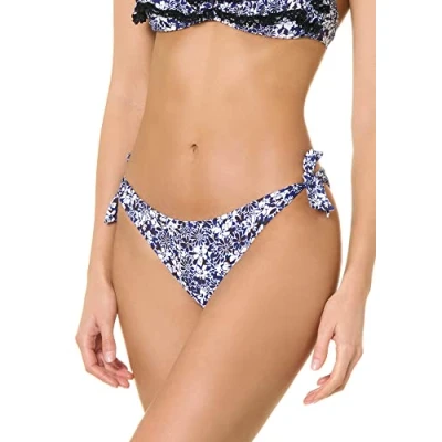 Abbildung von goldenpoint Bikini Damen Badeanzug Slip niedriger Schnitt mit Schleifen Riviera, Farbe Blau, Größe L