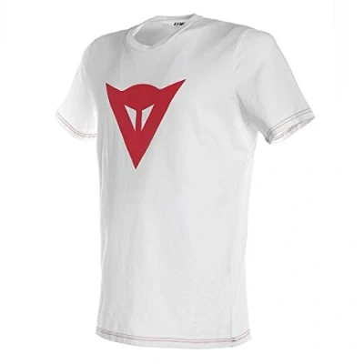 Abbildung von Dainese Speed Demon T Shirt, Herren Shirt mit Kurzen Ärmeln, Trikot Logo für Erwachsene, aus 100% Baumwolle, Weich und Cool, Klassischen Stil, Weiß/Rot