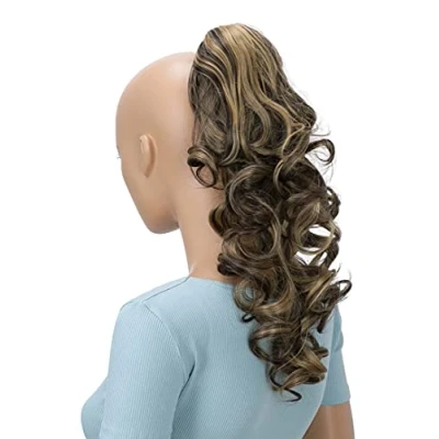 Abbildung von CAISHA 40cm Haarzopf Lily Haarteil mit Butterflyklammer Pferdeschwanz Haarverlängerung Voluminös Gewellt Braun Blond Mix H218