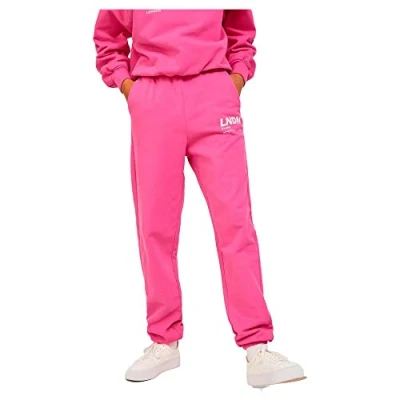 Abbildung von JACK &amp; JONES Damen JXBIANCA HW Relaxed Vint Sweatpants SN Jogginghose, Carmine Rose/Print:Bright White LNDN Print, XS
