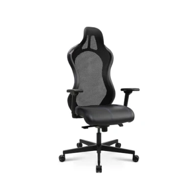 Abbildung von Topstar Bürostuhl Gamingstuhl Sitness RS Sport Plus Continental Kunstleder inkl. Armlehnen schwarz Schwarze Naht mit Lordosenkissen