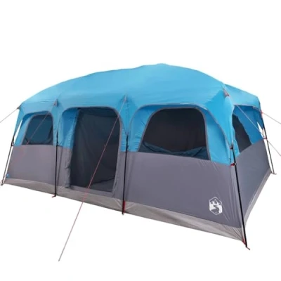 Abbildung von vidaXL Familienzelt, Campingzelt für 9 Personen, Gruppenzelt mit Abnehmbarem Überzelt, Outdoor Zelt Trekkingzelt Leicht Tragbar, Blau Wasserdicht