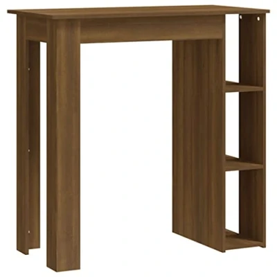 Abbildung von vidaXL Bartisch mit Regal Bartresen Stehtisch Tresentisch Bistrotisch Küchentisch Loungetisch Tisch Braun Eiche Optik 102x50x103,5cm Holzwerkstoff