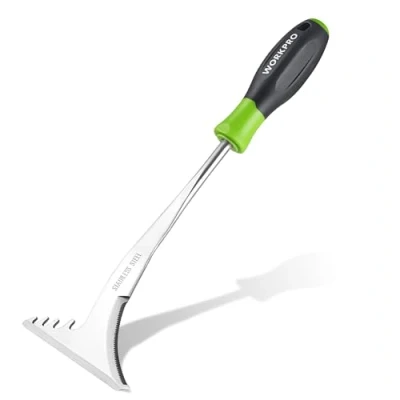 Abbildung von WORKPRO 32cm Fugenkratzer mit Kunststoffgriff, Unkrautstecher gezackter Kante, Unkrautjäter zum Entfernen von Moos &amp; Unkraut, Unkraut Entferner Gerät für Gartenarbeit