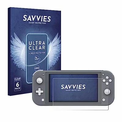 Abbildung von Savvies 6 Stück Schutzfolie für Nintendo Switch Lite Displayschutz Folie Ultra Transparent