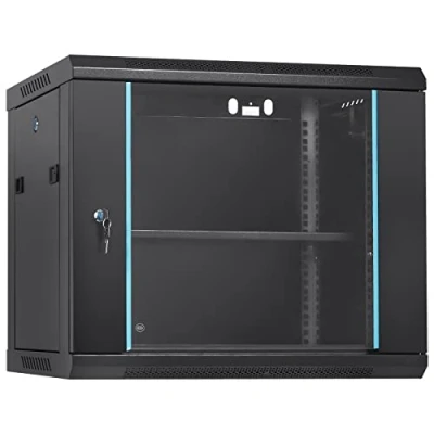 Abbildung von VEVOR 9U Netzwerk Serverschrank zur Wandmontage, 15,5 Zoll tief, Server Rack Schrankgehäuse, ca. 91 kg. Bodenmontierte Ladekapazität, mit abschließbaren Glastür Seitenwänden, für IT Geräte, A/V Geräte