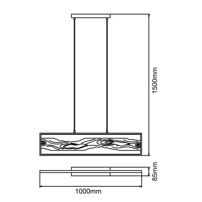 Abbildung von Brilliant LED Pendelleuchte Chaumont, fest integriert, Warmweiß, Breite 100 cm, 2300 lm, kürzbar, Aluminium/Metall/Holz, schwarz/holz