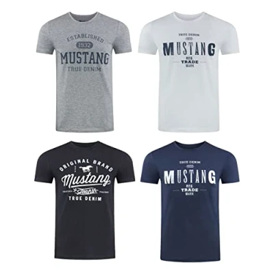 Abbildung von Mustang Tshirt print Mid grey melange, Herren, Größe: Small, melange