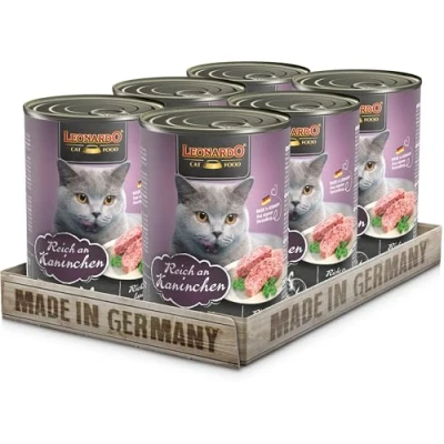 Abbildung von Leonardo Nassfutter [6x400g Kaninchen] Getreidefreies für Katzen Feuchtfutter Alleinfutter aus der Dose mit Kaninchen 2,4kg