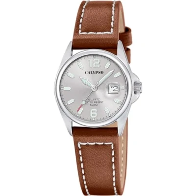 Abbildung von CALYPSO WATCHES Quarzuhr Basic, Armbanduhr, Damenuhr, Lederarmband, analog, Tag