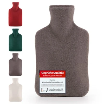 Abbildung von Blumtal Wärmflasche mit Bezug aus Polar Fleece, (für Kinder und Erwachsene, Bettflasche zur Schmerzlinderung, Naturkautschuk für Erwachsene)