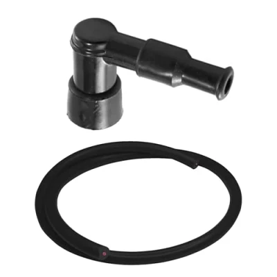 Abbildung von cyclingcolors Zündkabel 7mm länge 1m mit Zündkerzenstecker zündungskabel fur zündkerze zuendkerzenstecker moped motorrad kerzenstecker traktor rasenmäher, Schwarz