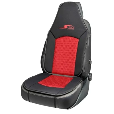 Abbildung von Walser Car Comfort Auto Sitzauflage S Race, Auszeichnung Sehr Gut* Autositzauflage für Highback /Pilotensitze, Universal Sitzschoner Auto, Vordersitze rot/schwarz