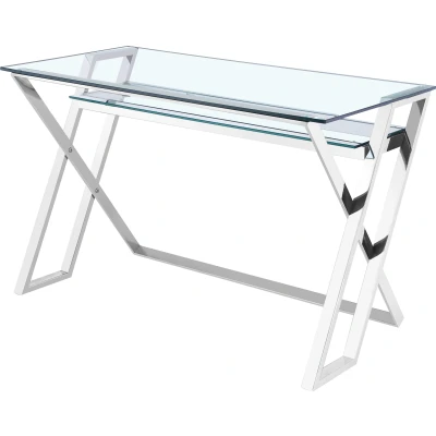 Abbildung von Leonique Schreibtisch &quot;Harvey&quot;, Chrom und Glas, auch als Schminktisch oder Konsolentisch geeignet