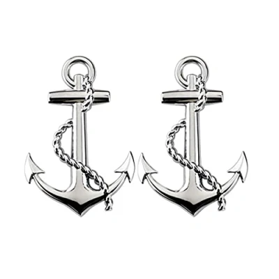 Abbildung von 2 x Anker Emblem, Chrom Metall Aufkleber, Auto Aufkleber für Logo aller Modelle (silberfarben)