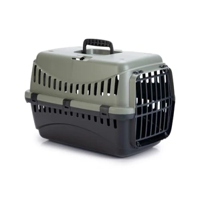 Abbildung von Beeztees Tiertransportbox Transportbox Gipsy Eco für Katzen grau schwarz