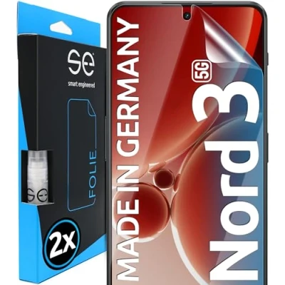 Abbildung von 2x se® 3D SCHUTZFOLIE Transparent für OnePlus Nord 3 5G, Selbstheilend, 100% Fingerabdruck &amp; FaceID kompatibel, einfache blasenfreie Installation, Ultra Klar, Stoß Kratzfest, aus Deutschland