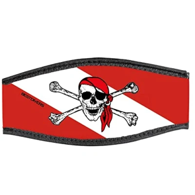 Abbildung von Best divers Uhrenarmband Maske aus Neopren, doppelt Klettverschluss, Jolly Roger