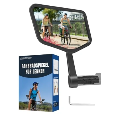 Abbildung von COICER Fahrradspiegel extra große Spiegelfläche schlagfestes Echtglas für Lenker ebike Rückspiegel Fahrrad Spiegel e bike, klappbar (links)