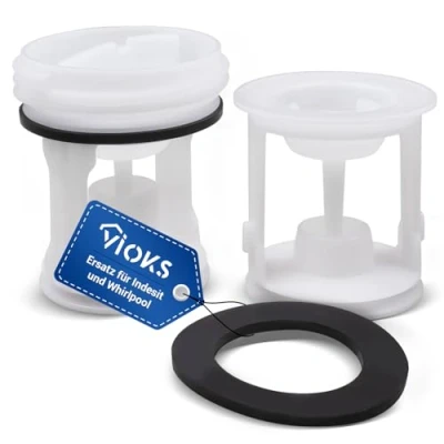 Abbildung von VIOKS Flusensieb Ersatz für Indesit C00141034 Whirlpool 482000022946 Sieb Einsatz Fusselsiebeinsatz mit Dichtung Trockner Filter Waschmaschine Askoll Plaset Ablaufpumpe