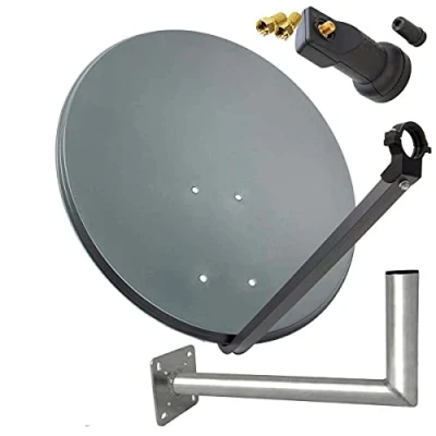 Abbildung von PremiumX SAT Anlage 60cm Anthrazit Satellitenantenne Satellitenschüssel Single LNB Wandhalter 45cm ALU 2X F Stecker