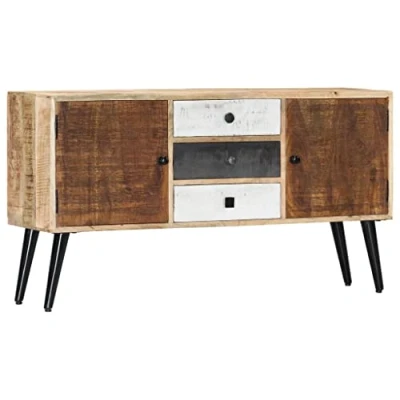 Abbildung von vidaXL Mangoholz Massiv Sideboard mit 3 Schubladen 2 Türen Kommode Mehrzweckschrank Beistellschrank Schrank Standschrank Anrichte 118x30x62cm
