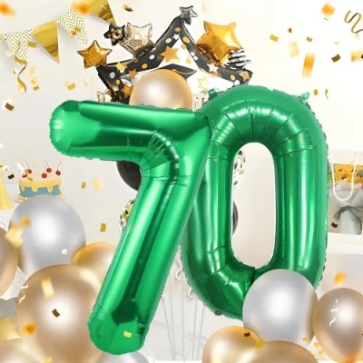 Abbildung von 70 Geburtstag Deko zahlen luftballon jahre Folienballon Grün für 70. Geburtstagsdeko Männer Frauen Ballon Zahl zum fliegt mit Helium