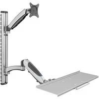 Abbildung von DIGITUS Monitor Halterung &amp; Tastaturablage Wandmontage 1 Bis 2x 6 kg VESA 75x75, 100x100 Silber