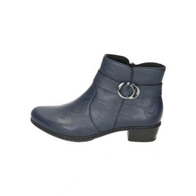 Abbildung von Rieker Damen Biker Boots Y0775, Frauen Stiefeletten,halbstiefel,Kurzstiefel,uebergangsschuhe,uebergangsstiefel,flach,Stiefel,blau (14),39 EU / 6 UK