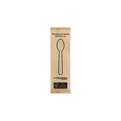 Abbildung von Tessera Bio Products QA1014WFSC FSC Ovaler Holzlöffel, 1/1 Verpackt, Naturfarbe, 14cm Länge, 100 Stück
