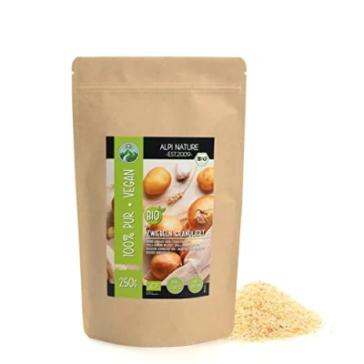 Abbildung von Bio Zwiebeln granuliert (250g), Zwiebelgranulat, aus kontrolliert biologischem Anbau, Zwiebel Granulat laborgeprüft, 100% rein und naturbelassen