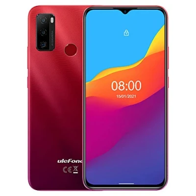 Abbildung von Ulefone Android 11 Smartphone ohne Vertrag, Note 10 Handy, Dual SIM+Dedizierte SD, 5500mAh Akku (OTG Rückladung), 32GB ROM, 6,52’’ Wassertropfen Bildschirm, Fingerabdruck + Gesichtserkennung Rot